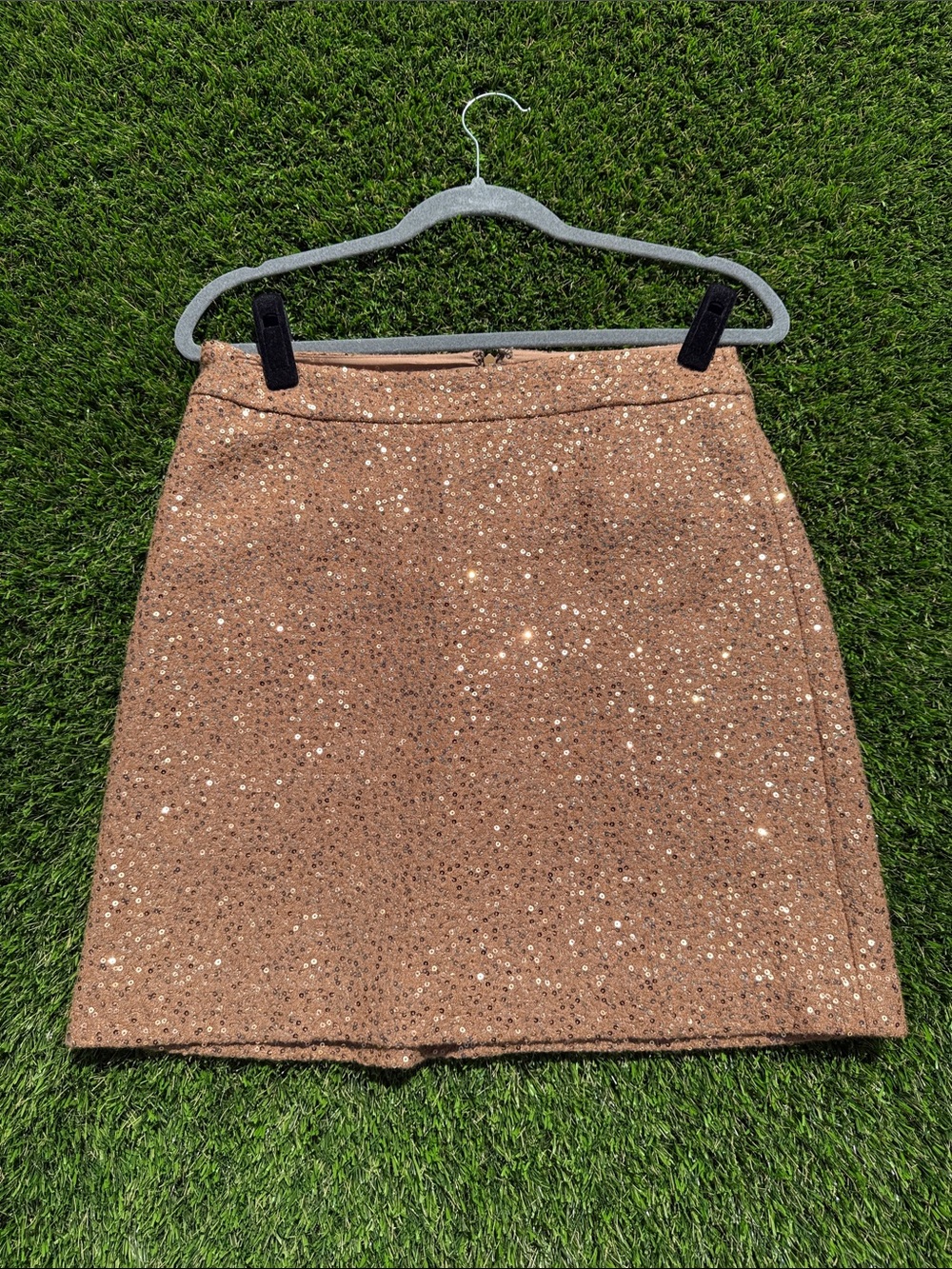 LOFT Sequin Pencil Skirt in Copper